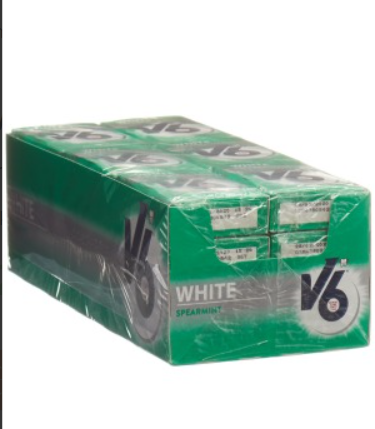V6 Gomme da masticare bianche alla menta speziata 24 scatole