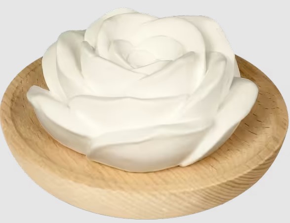 FARFALLA Pietra profumata alla rosa con piastra in legno