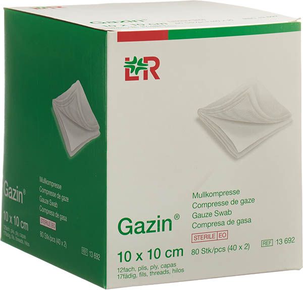 Gazin compresse di garza 10x10cm 12 pieghe sterili 40 x 2 pezzi