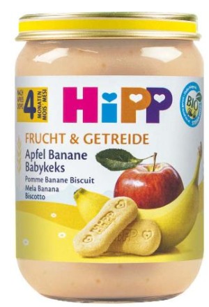 HIPP Bio Mela e banana con biscotti per bambini vasetto 190g