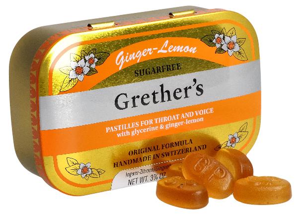 GRETHERS Pastiglie di zenzero e limone senza zucchero 110g