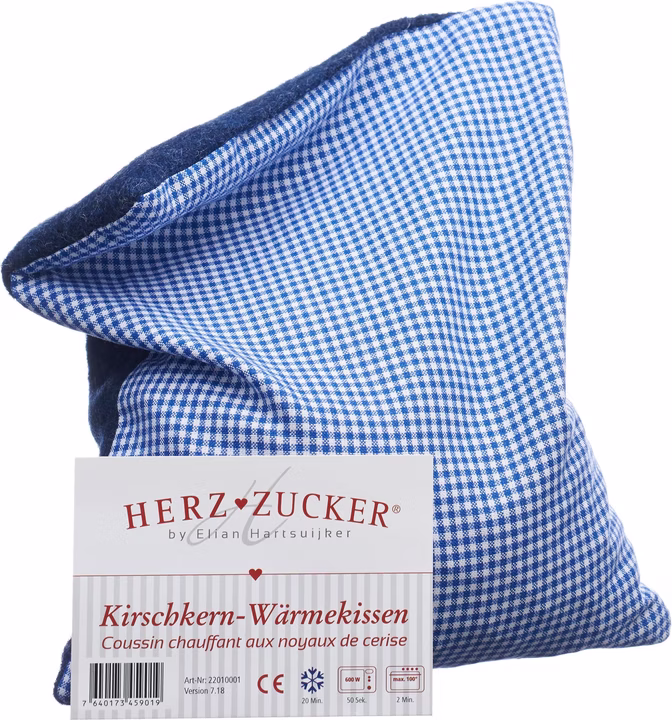HERZZUCKER cuscino in pietra di ciliegio 26 x 21 cm gatto bianco blu