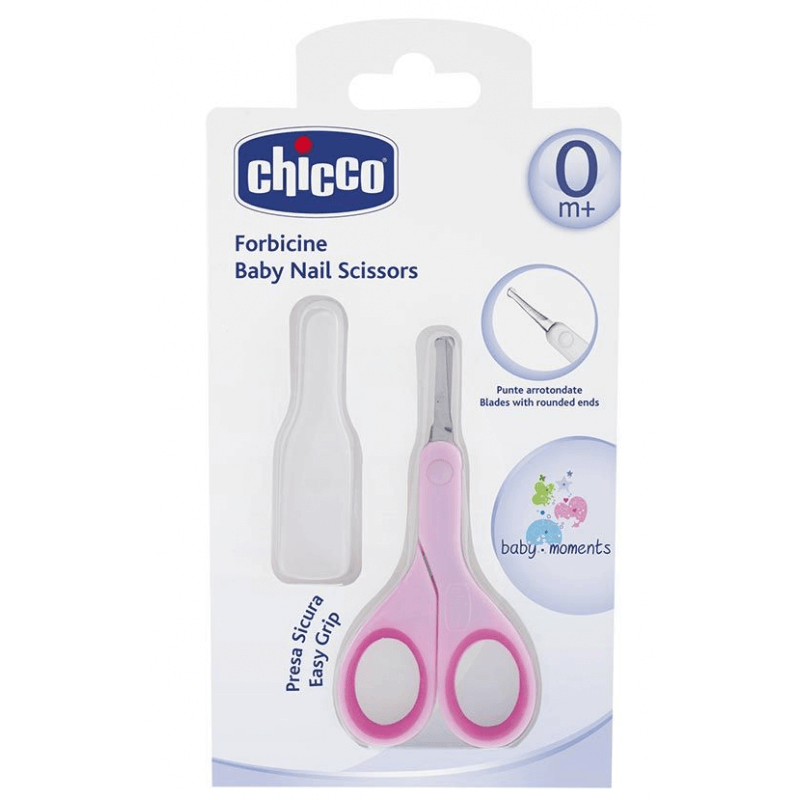 Forbici Chicco con cappuccio protettivo rosa