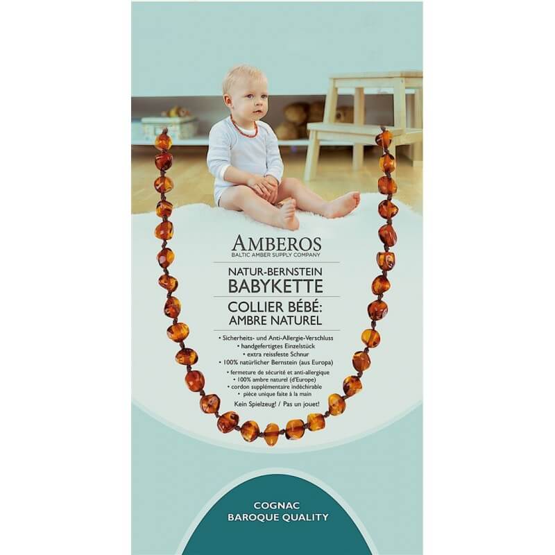 AMBEROS Collana di ambra naturale Baby Baroque Cognac