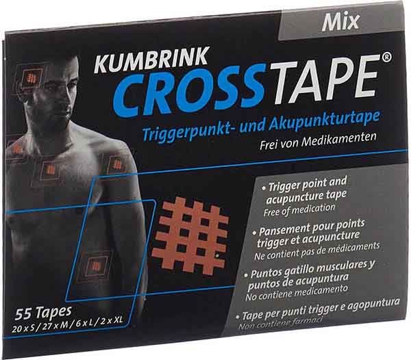 CROSSTAPE® Nastro misto per dolore e agopuntura 20x S/27x M/6x L/2x XL (55 pezzi)