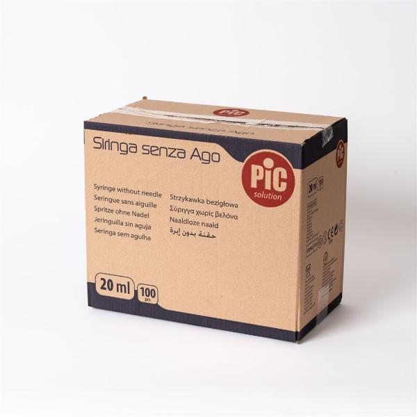 PIC SOLUTION Siringa monouso 20 ml Luer Lock centrica 100 pezzi