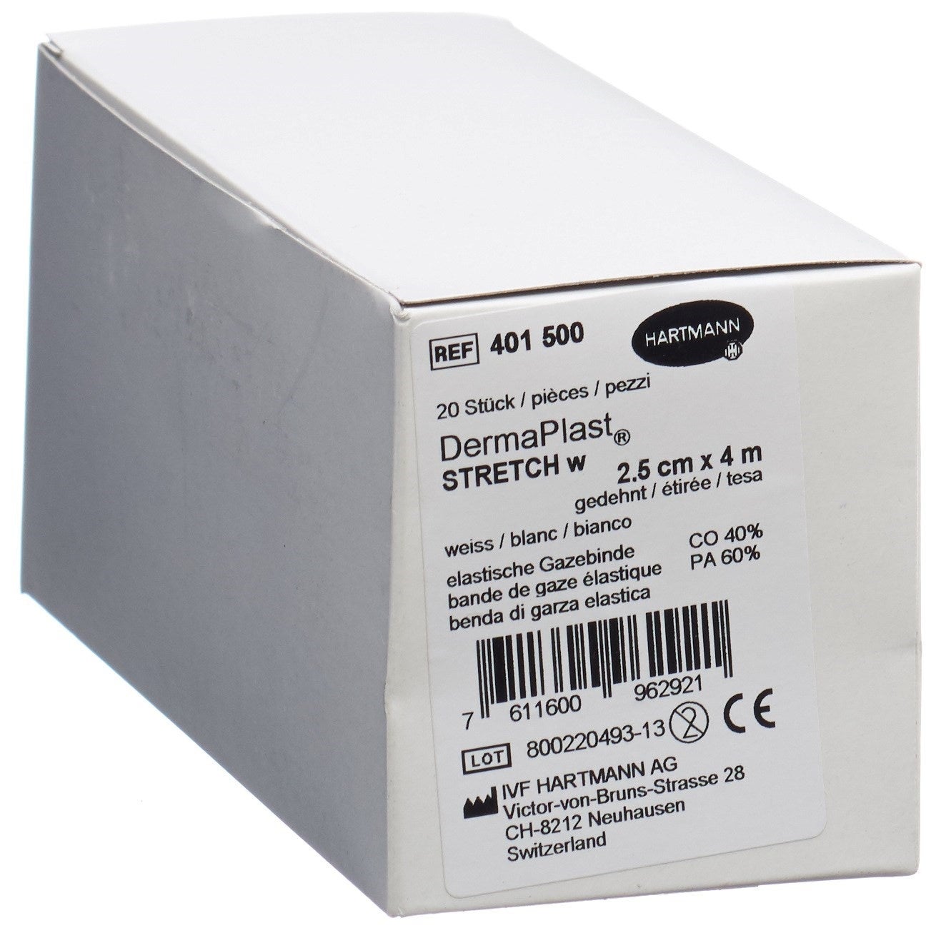 DermaPlast STRETCH benda di garza elastica 2,5cmx4m bianco 20 pezzi