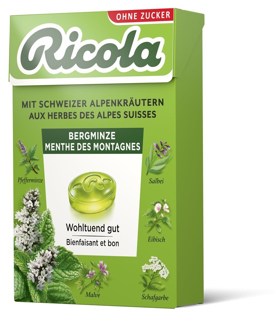 Ricola mountain mint caramelle alle erbe senza zucchero con stevia confezione da 50g