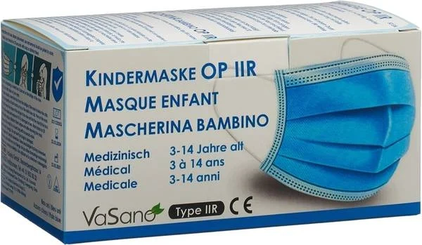 Maschera chirurgica VaSano tipo IIR bambino 3-14Y D/F/I 50 pezzi