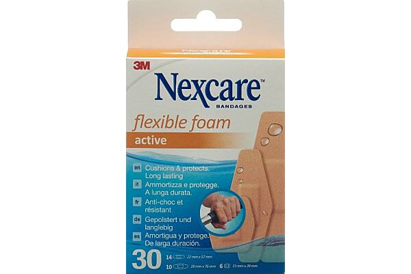 3M Nexcare Cerotti in schiuma flessibile Active 3 misure assortite 30 pezzi
