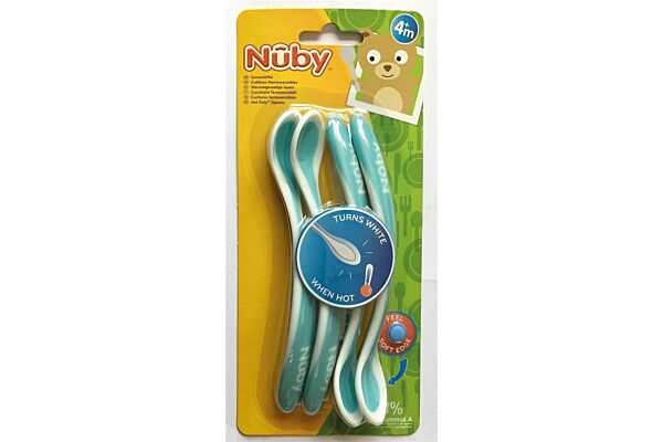 Nuby Cucchiaio per allattamento sensibile al calore Soft Sensitive Flex curvo 4 pezzi