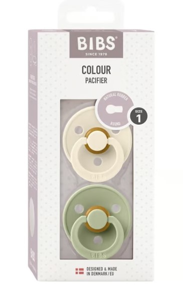 BIBS Colour Latex Round 0-6m avorio salvia 2 pezzi