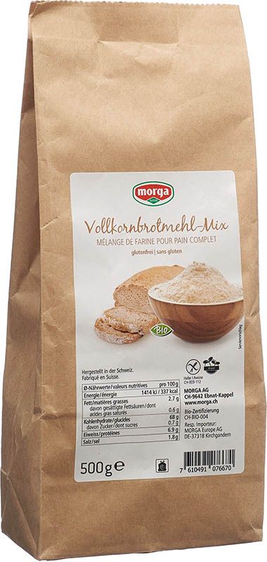MORGA miscela di farina integrale per pane a 4 semi gf bio 500g