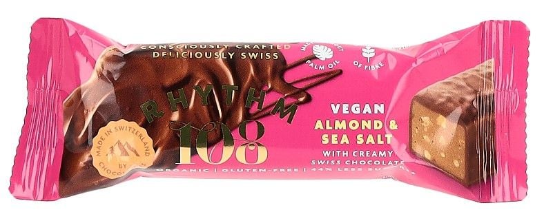 RHYTHM108 Barretta di cioccolato alla mandorla dolce e salata 15 x 33g
