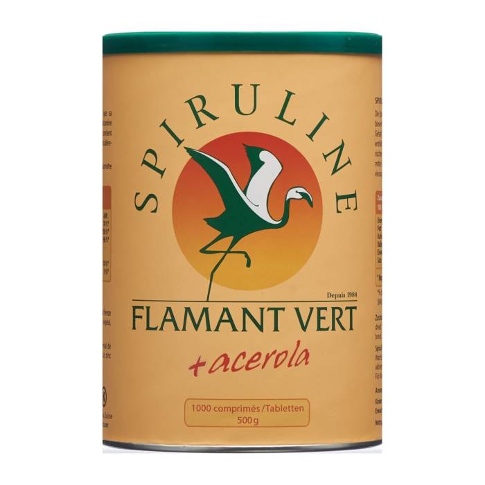 Spirulina Flamant Vert + Acerola (Vitamina C) Compresse 500mg 1000 pezzi