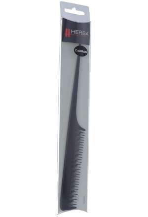 Pettine con manico in carbonio Herba a denti stretti nero