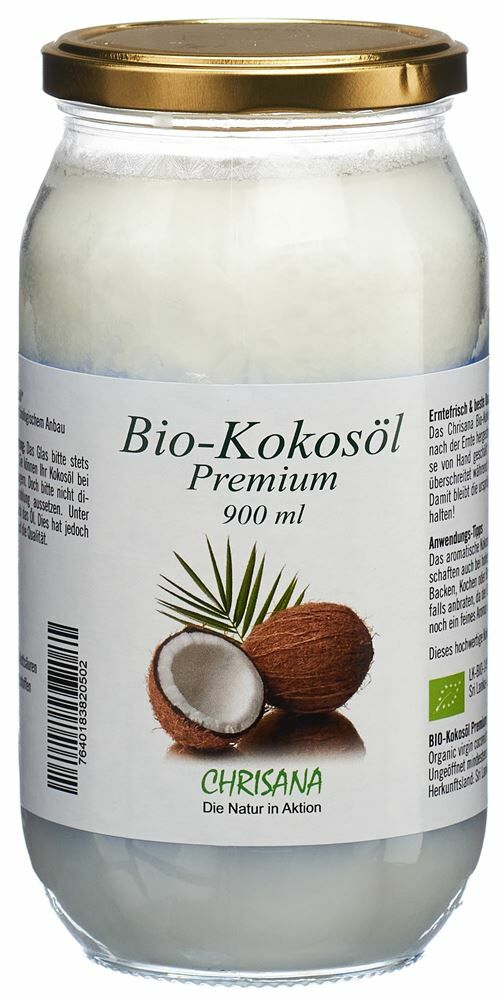 CHRISANA Olio di cocco biologico in vetro 900ml