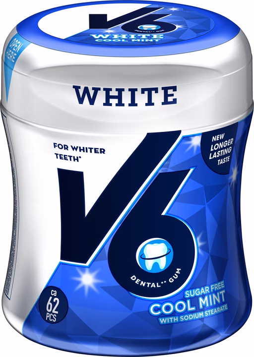 Gomma da masticare V6 White Cool Mint, 60 pezzi