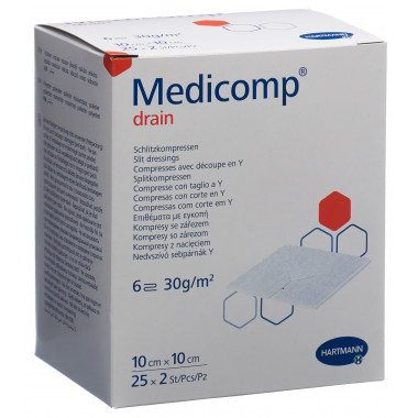 Medicomp drenaggio 10x10cm sterile 25 Btl 2 pezzi