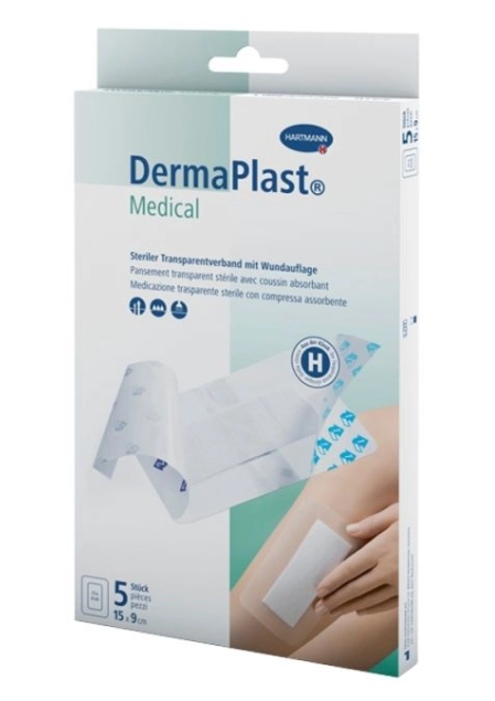 DermaPlast Benda medica trasparente 15x9cm 5 pezzi