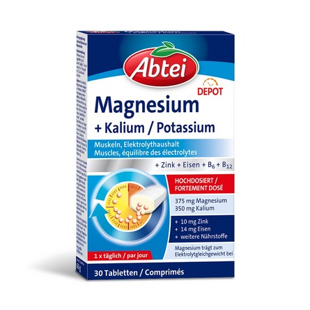 Abtei Magnesium + Kalium Depot Tablette 30 Stück