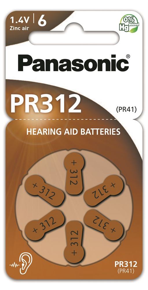 Batterie per apparecchi acustici Panasonic 312 6 pezzi