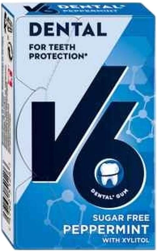 V6 Dental Care Gomma da masticare alla menta piperita Box