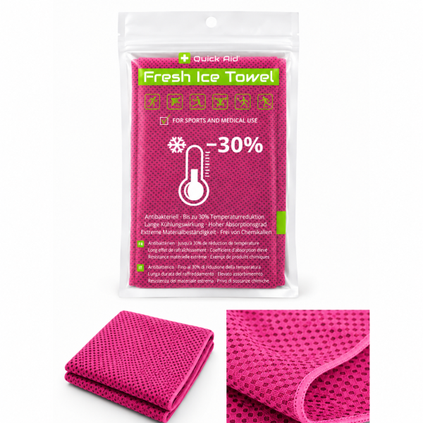 Quick Aid Fresh Ice Towel 34x80cm Pink