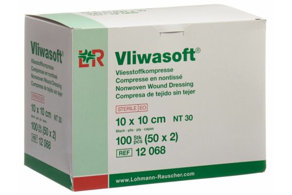 Vliwasoft compresse in tessuto non tessuto 10x10cm a 6 strati sterili 50 x 2 pezzi