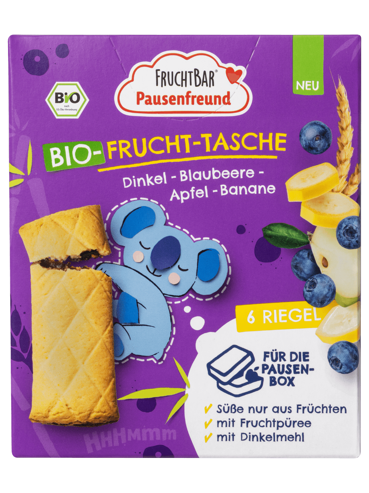 Fruchtbar Sacchetto di frutta di farro biologico mela mirtillo 6x 22g