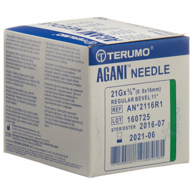 Terumo Agani cannula monouso 21G 0,8x16mm verde 100 pezzi