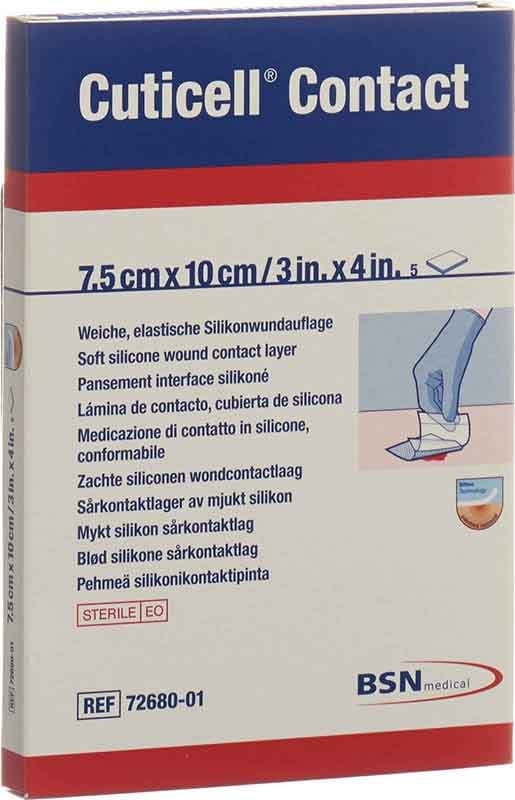 CUTICELL Medicazione per ferite in silicone a contatto 7,5x10cm 5 pezzi
