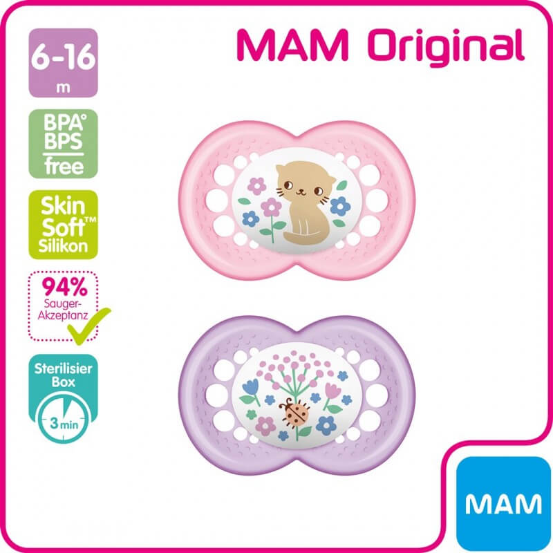 MAM Original Nuggi Gomma 6-16 mesi Bambina 2 pezzi
