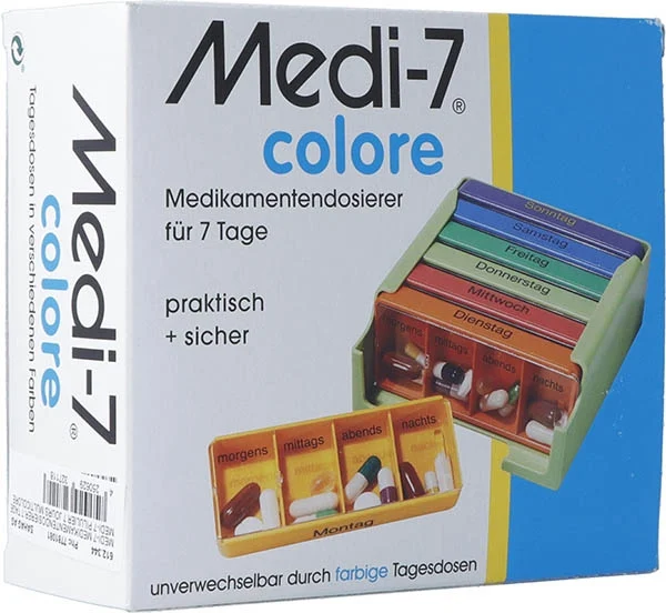 SAHAG Medi-7 Distributore di farmaci 7 giorni 4 scomparti colorati D
