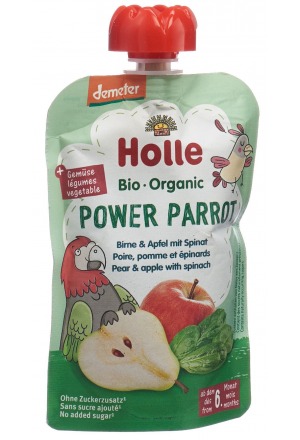 Holle Power Parrot - Pouchy Pear Apple & Spinach 100g