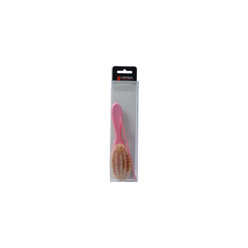 Spazzola per bambini Herba con pettine in setole di cinghiale rosa