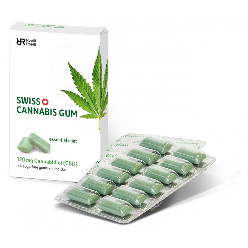 SWISS CANNABIS Gomma 120 mg CBD Menta Scatola 24 pezzi