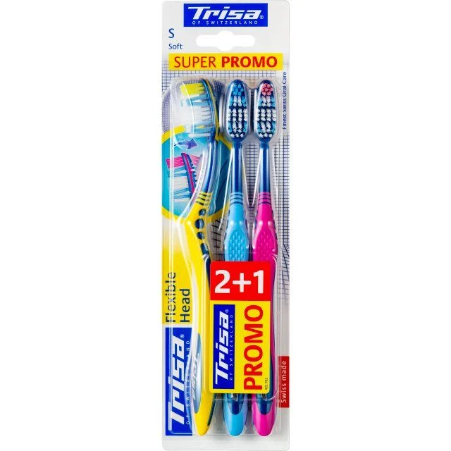 Trisa Spazzolino a testina flessibile Trio morbido 3 pezzi
