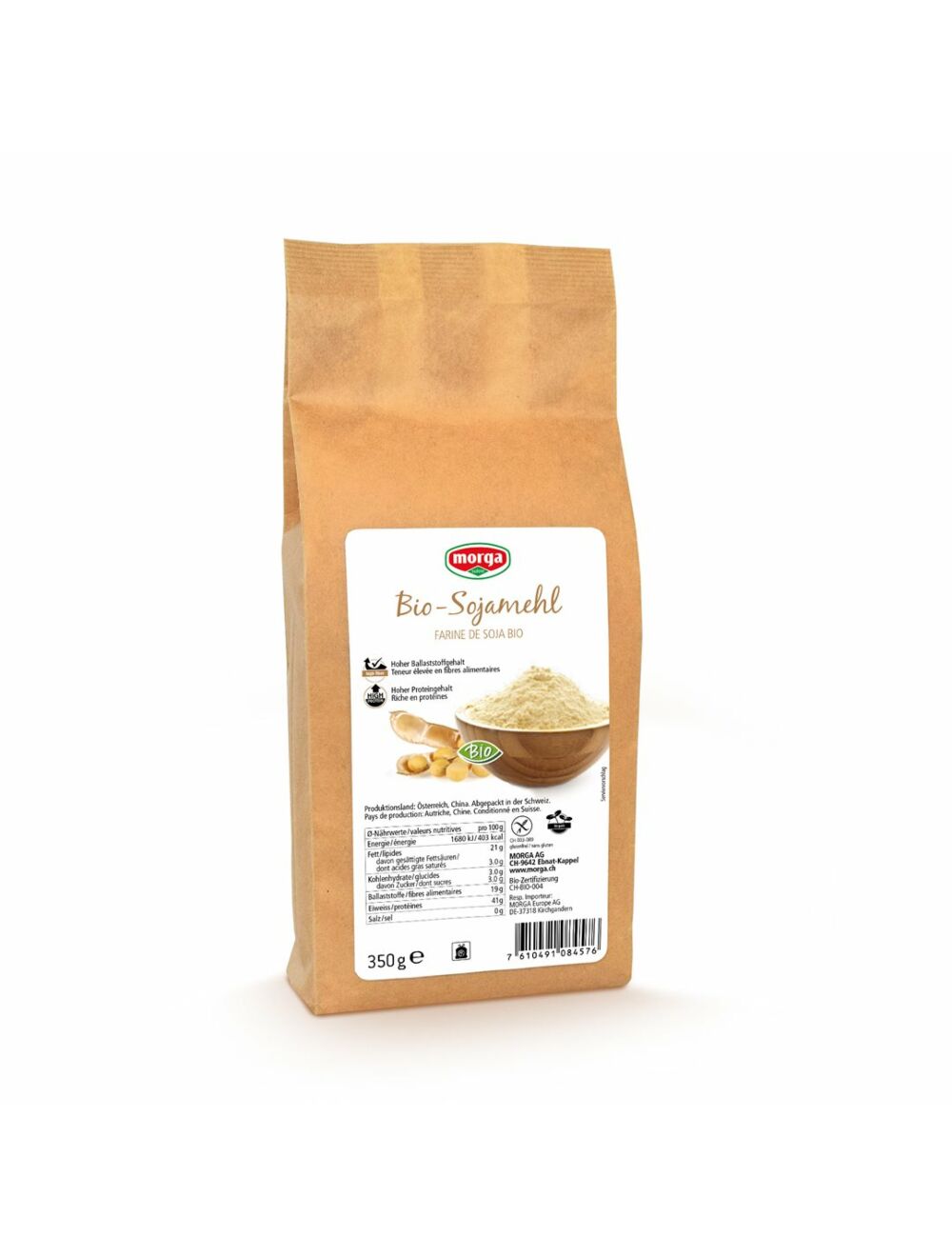 Farina di soia Morga senza glutine biologica Btl 350g