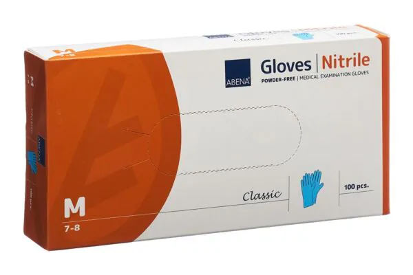 ABENA Cla Nitrilhan M 240 mm senza polvere non sterile blu 100 pz.