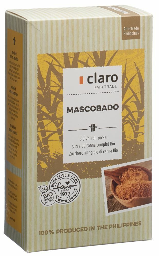CLARO Mascobado zucchero di canna integrale biologico 1kg