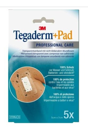 3M Tegaderm+Pad 5x7cm Tampone per ferite 2,5x4cm 5 pezzi