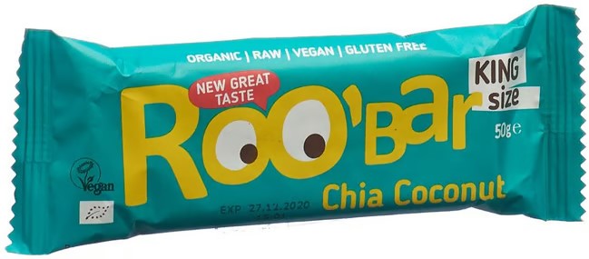 ROOBAR barretta di cibo crudo chia-cocco 50g