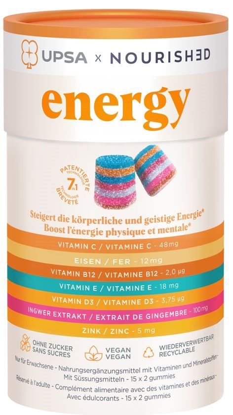 UPSA X NOURISHED Gomme energetiche Scatola 30 pezzi