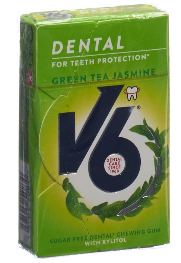 V6 Gomma da masticare per la cura dei denti Tè verde Gelsomino Scatola