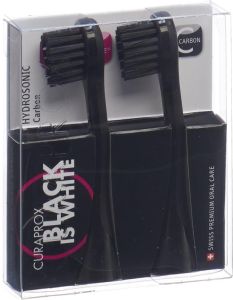 Curaprox Hydrosonic Black is White testina di spazzolino sonico al carbonio confezione da 2 pezzi