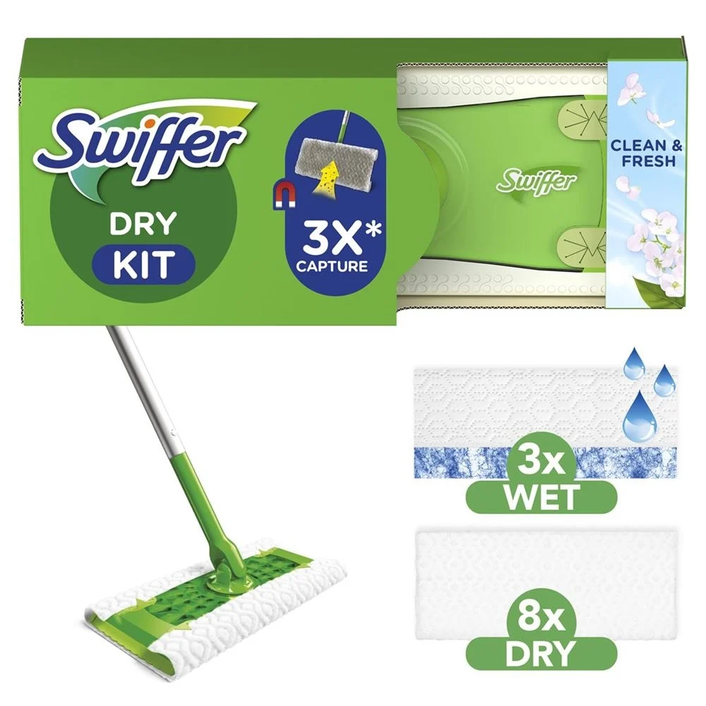 Swiffer floor starter set stick+panno asciutto+panno a strappo