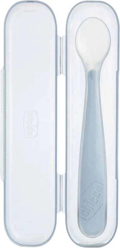 Cucchiaio chicco in silicone morbido grigio 6m+