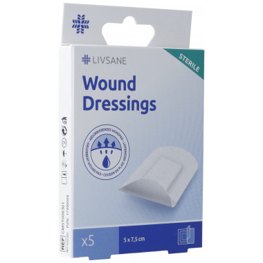 Livsane Medicazioni sterili per ferite 5x7,5 cm 5 pezzi