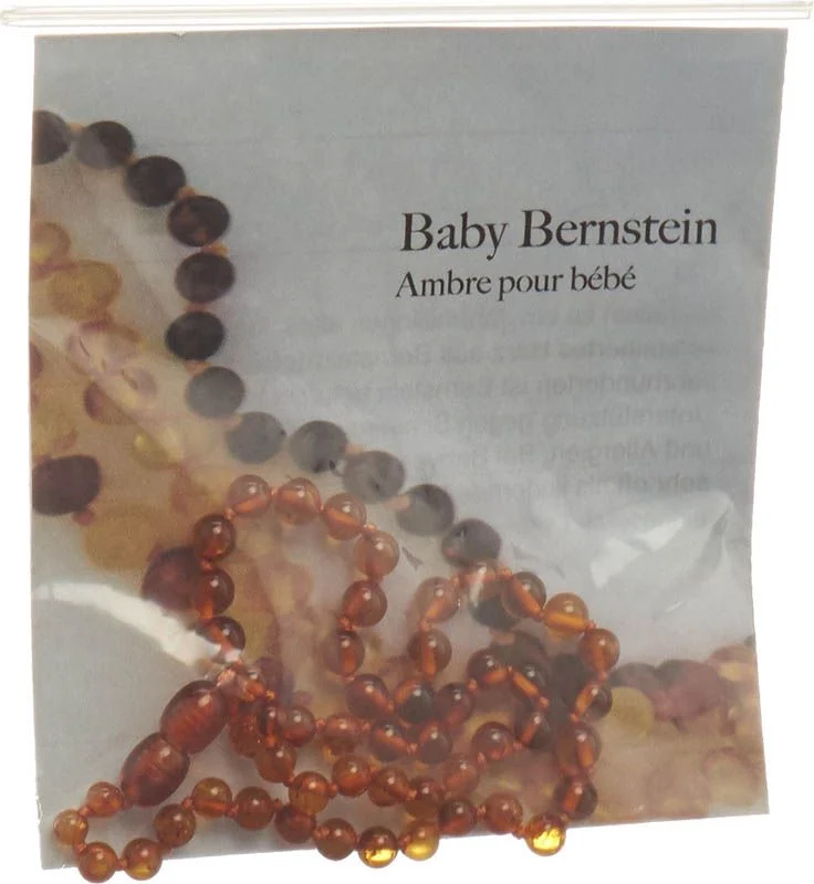 SELENAS Collana di ambra baby perline cognac arrotondate